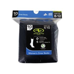Athletic Works Women's Cushioned Crew Sock, Size 4-10, Black, Casual Style
